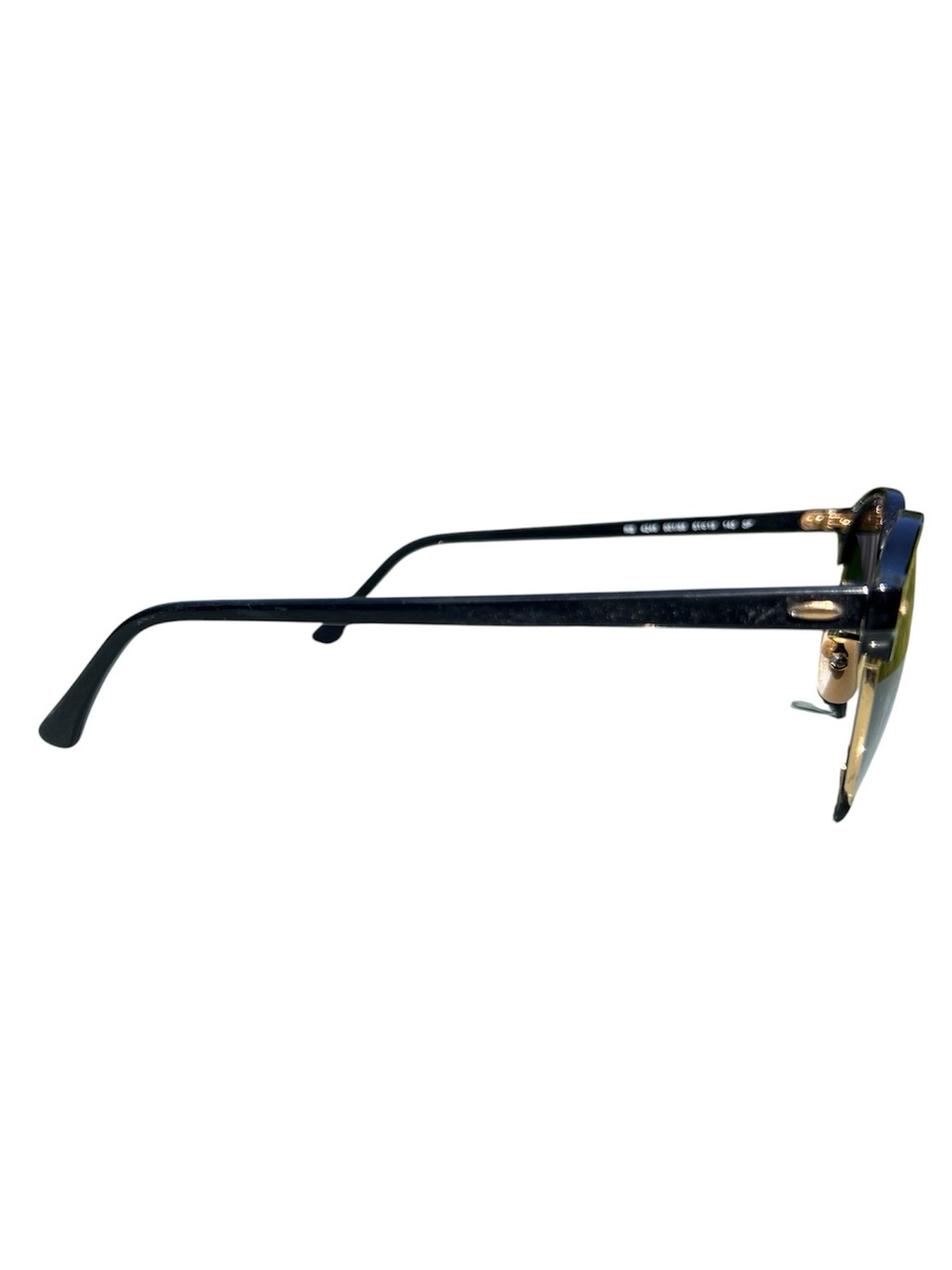 Ray-Ban Polarized Club Round RB4246 - Black Frames, Gold Accents, Green Lenses - Picture 3 of 8